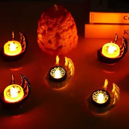 Halloween Deko LED Skelett-Hand Kerzenhalter – Spukhafte Partybeleuchtung
