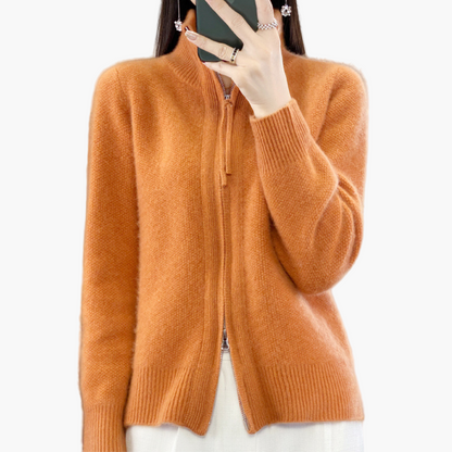Damen Strickjacke mit Reißverschluss – Eleganter Cardigan für Alltag und Büro
