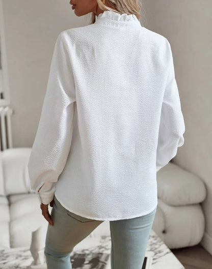 Damen Chiffon Bluse mit Rüschenkragen – Eleganter Alltagsstil für Büro & Freizeit