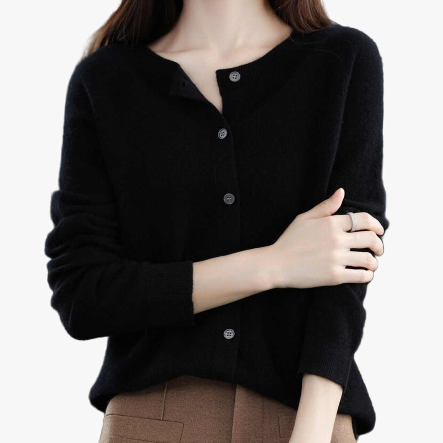 Damen Strickjacke im klassischen Stil – Eleganter Cardigan für Alltag und Büro
