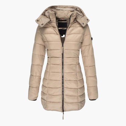 Damen Winter-Steppmantel mit Kapuze – Gefütterter eleganter Outdoor-Mantel für Herbst & Winter