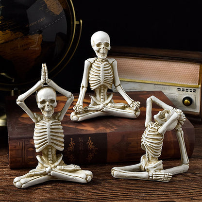Halloween Dekofigur Skelett Yoga – Gruselige Tischdekoration für Halloween-Partys