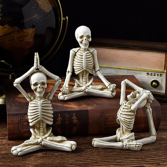 Halloween Dekofigur Skelett Yoga – Gruselige Tischdekoration für Halloween-Partys