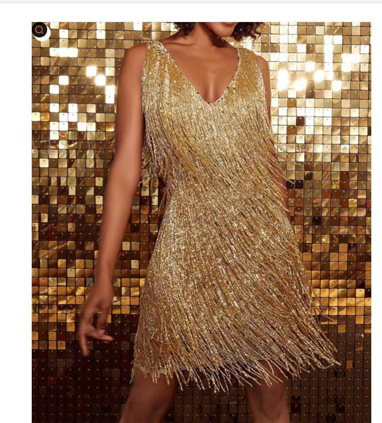 Glamouröses Damen-Fransen-Minikleid im Party-Stil für besondere Anlässe