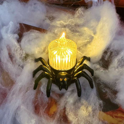 Halloween Spinnen-Kerzenlampe für Deko & Party – Gruselige LED Tischleuchte für Halloween