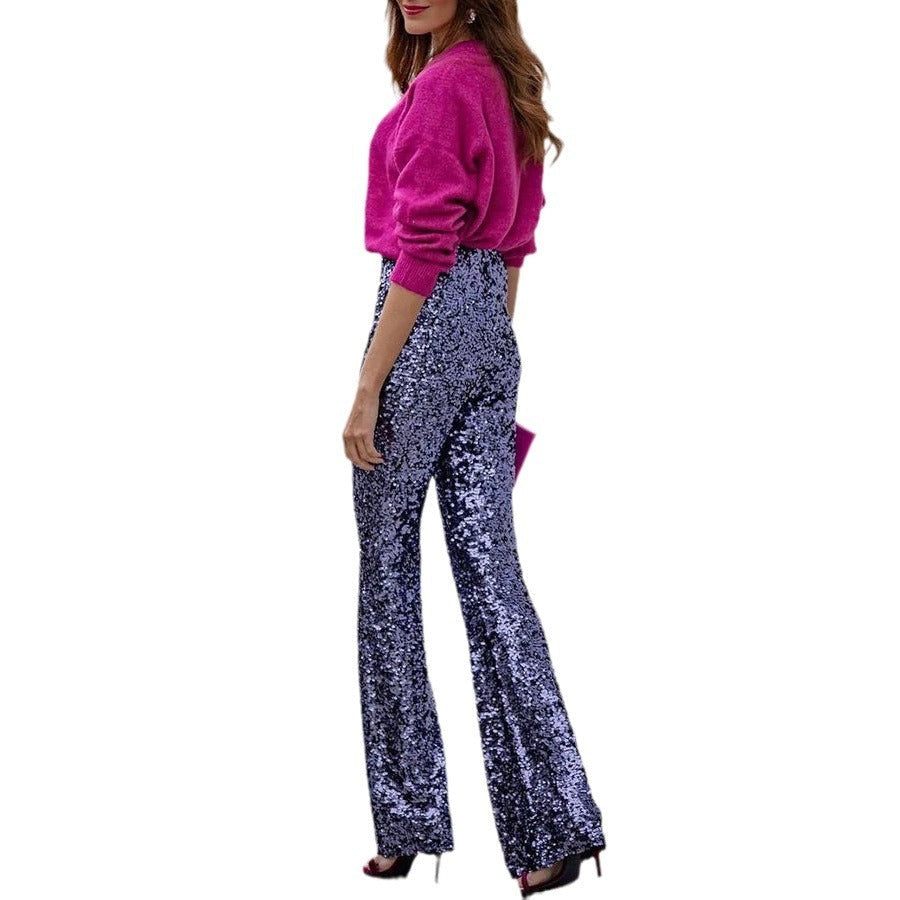 Francesca – Elastische Pailletten-Schlaghose mit Schlanker Passform