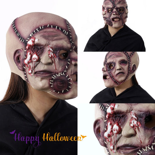 Halloween Drei-Seiten-Frankenstein Gesichtsmaske für Erwachsene – Gruselige Kostümmaske für Horror-Partys