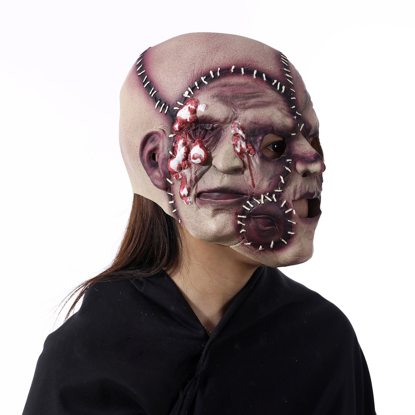 Halloween Drei-Seiten-Frankenstein Gesichtsmaske für Erwachsene – Gruselige Kostümmaske für Horror-Partys
