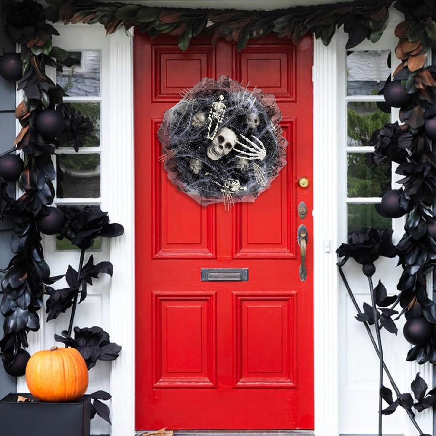 Halloween Türkranz Skelett Deko – Gruselige Türdekoration für Halloween-Partys & Spukhaus