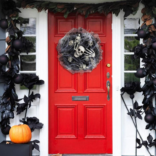 Halloween Türkranz Skelett Deko – Gruselige Türdekoration für Halloween-Partys & Spukhaus