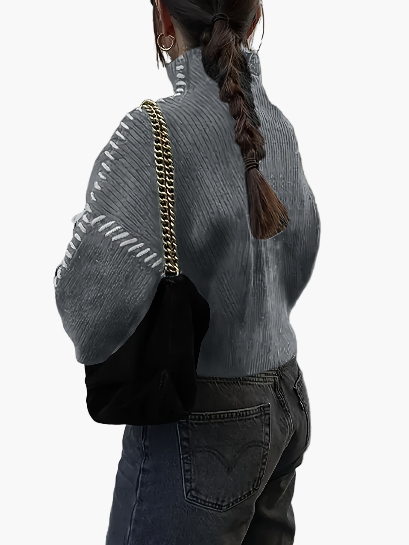 Damen Strickpullover im modernen Oversize-Design mit High Neck – Streetstyle Herbst/Winter