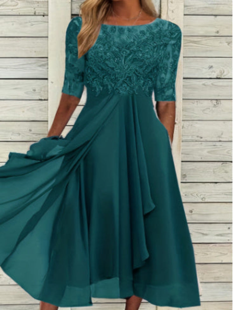 Elegantes Damen Abendkleid mit floraler Spitze