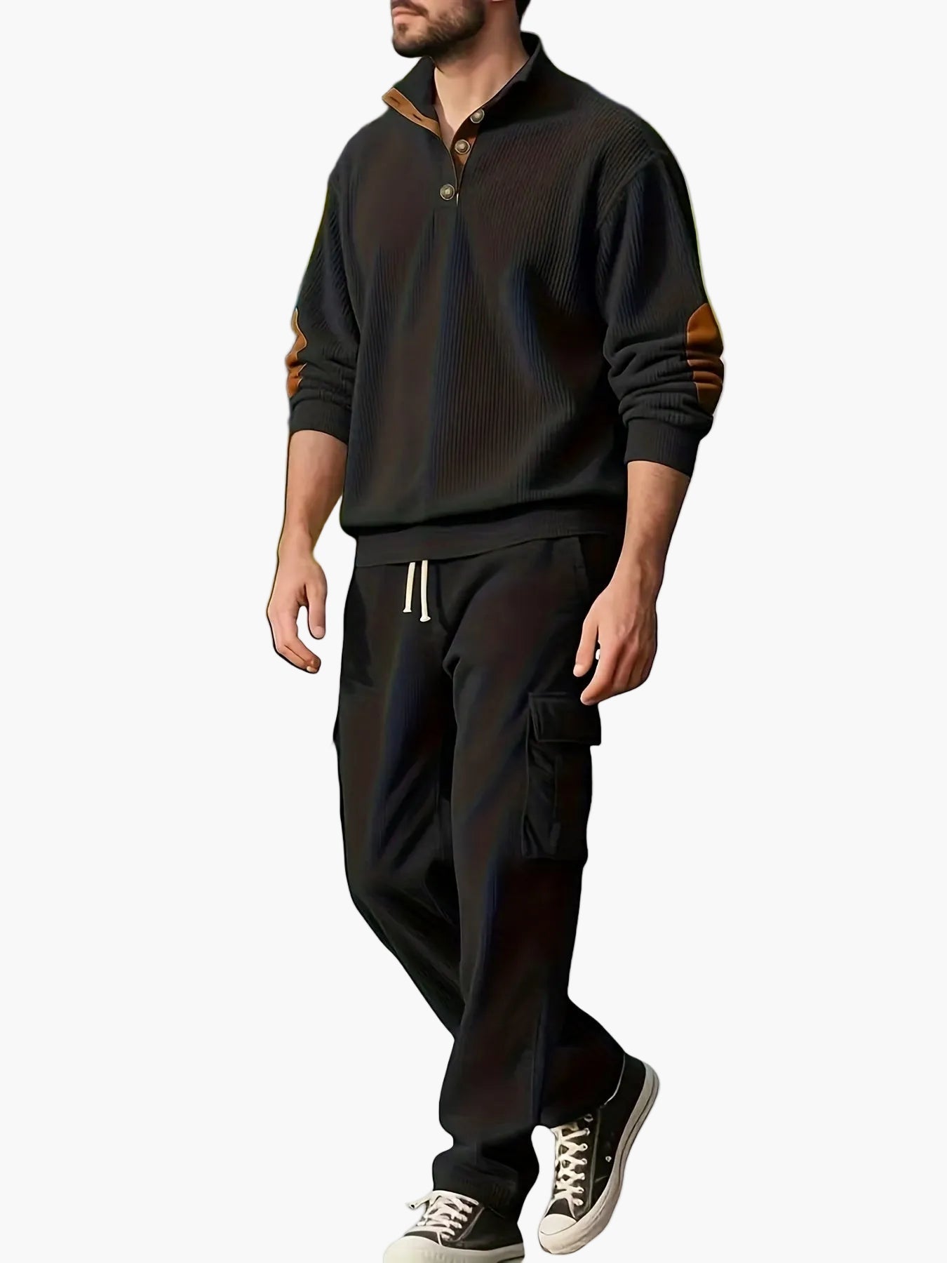 Herren Freizeit-Set mit Stehkragen und Cargohose – Modischer Komfort für Herbst und Winter