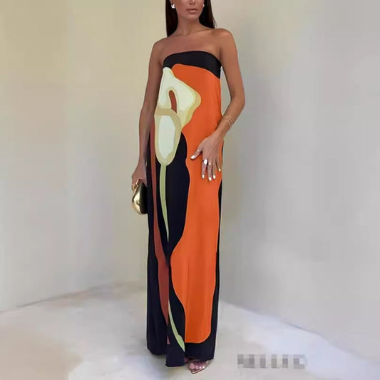 Jane – Modisches Avocado-Print Tube Top Kleid