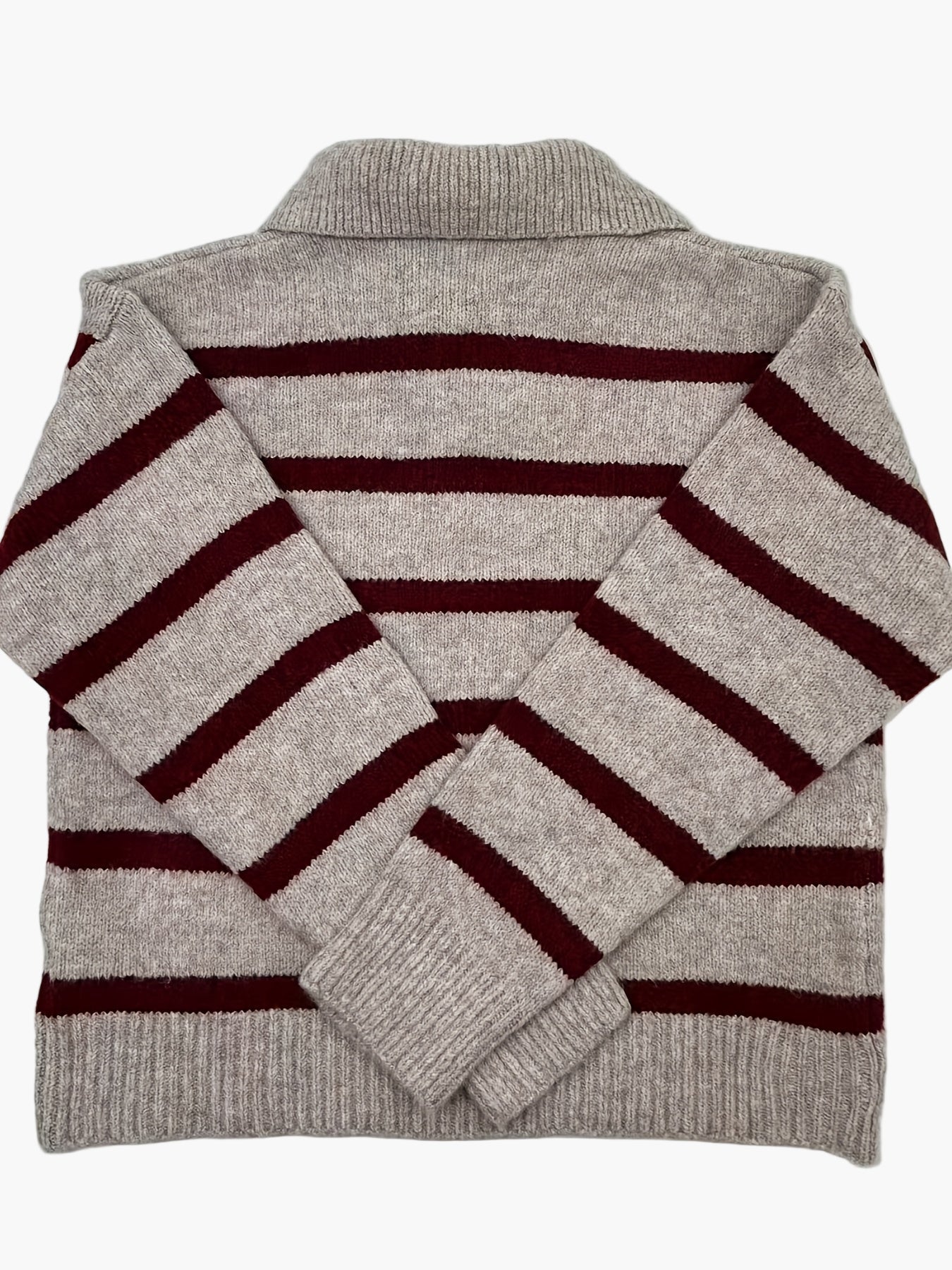 Damen Strickpullover mit Streifenmuster und Polokragen – Eleganter Herbst/Winter Sweater