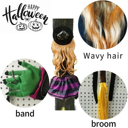 Halloween Hexen-Baumdeko mit Lichterkette – Leuchtende Hängedekoration für draußen