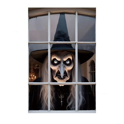 Halloween Fensterdeko Horror Nonne – Gruselige Fensterfolie für Halloween Party & Spukhaus