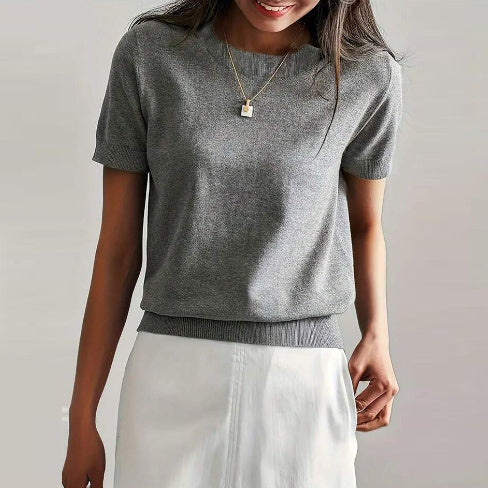 Jean – Schlichter Rundhals Pullover in Solide Farbe