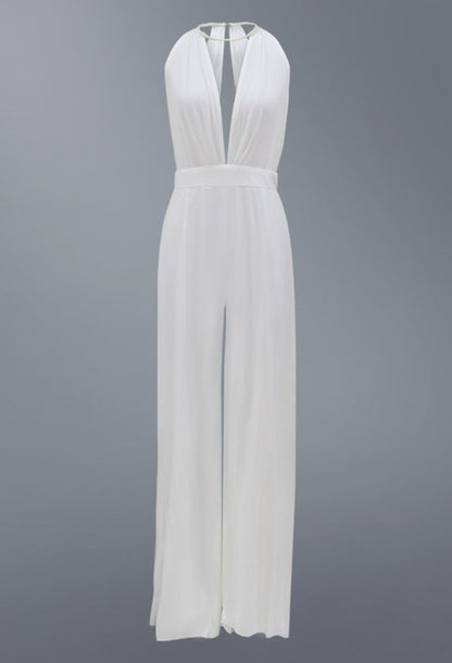 Kathryn – Tiefer V-Ausschnitt Halter Jumpsuit