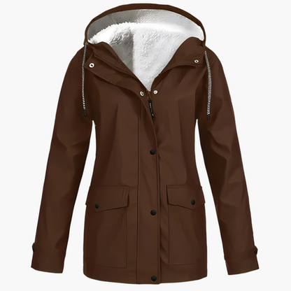 Damen Fleece Gefütterte Regenjacke für Winter Outdoor & Alltag, Winddicht Wasserdicht