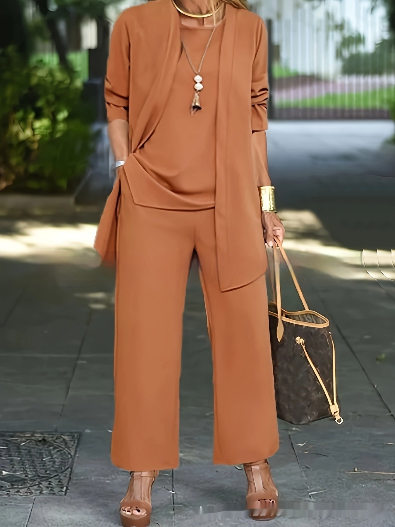 Donna – Temperament Anzug mit Weitem Bein und Ausgestelltem Cardigan
