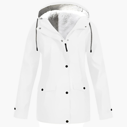 Damen Fleece Gefütterte Regenjacke für Winter Outdoor & Alltag, Winddicht Wasserdicht