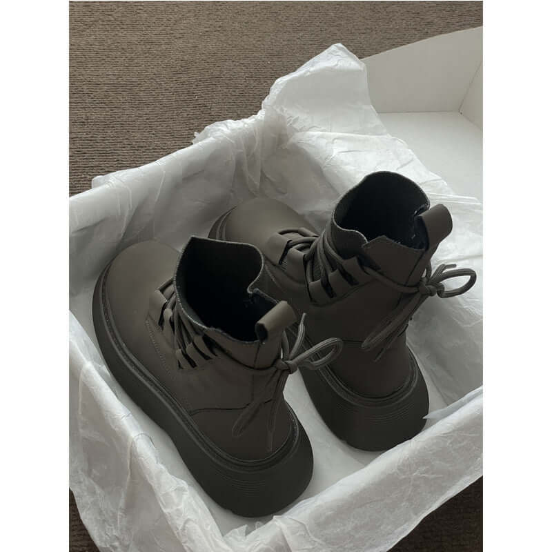 Damen Plateau-Sneaker mit Frontschnürung – Modische High-Top Freizeitschuhe für Alltag & Streetstyle