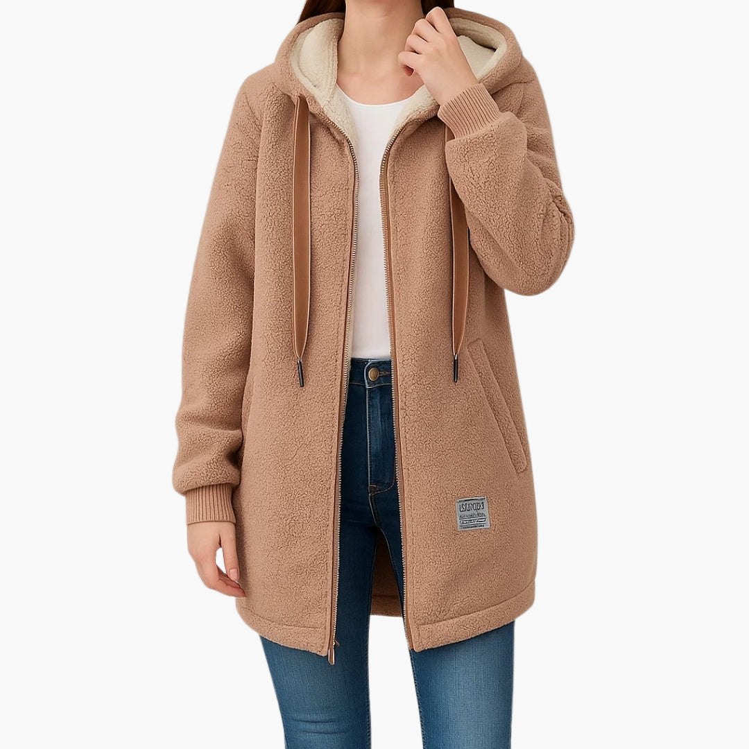 Damen Fleecejacke mit Kapuze – Kuscheliger Freizeitmantel für kühle Tage