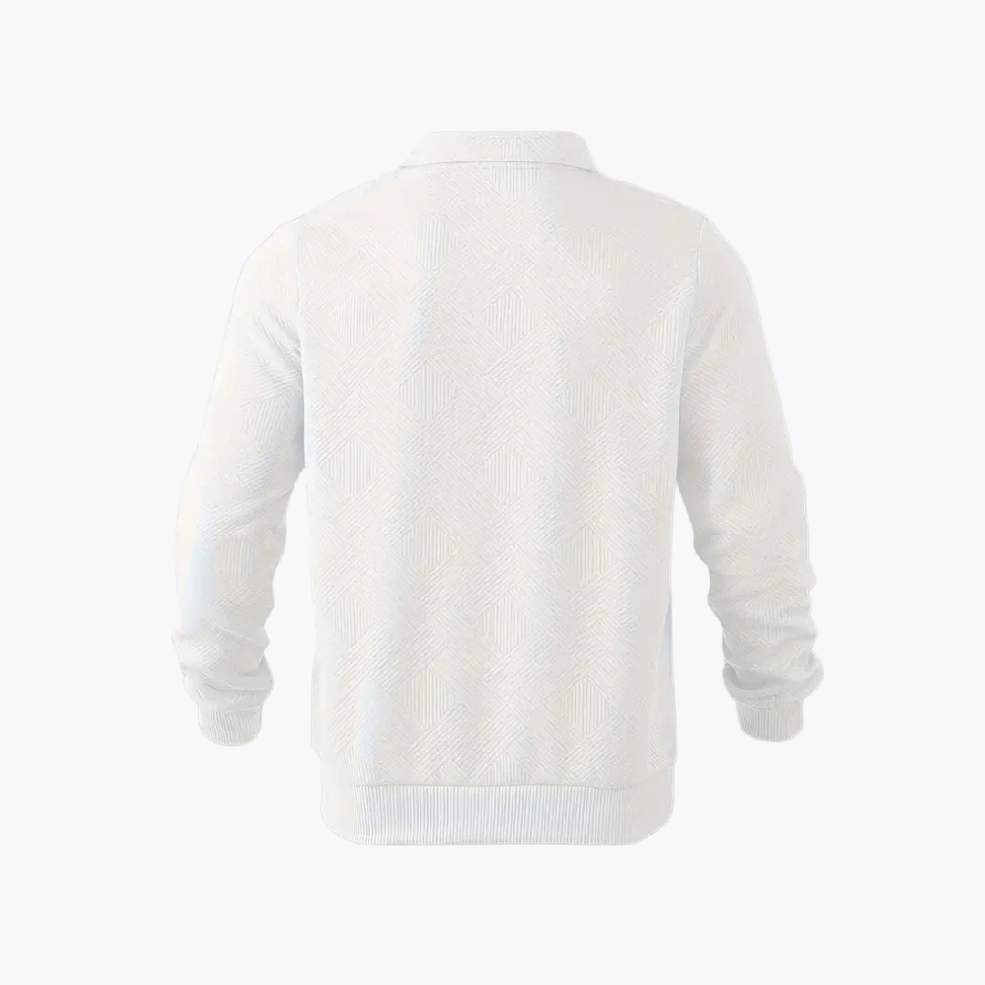 Herren Sweatshirt mit Reißverschluss und geometrischem Muster – Stilvolles Vintage-Design für Alltag und Freizeit