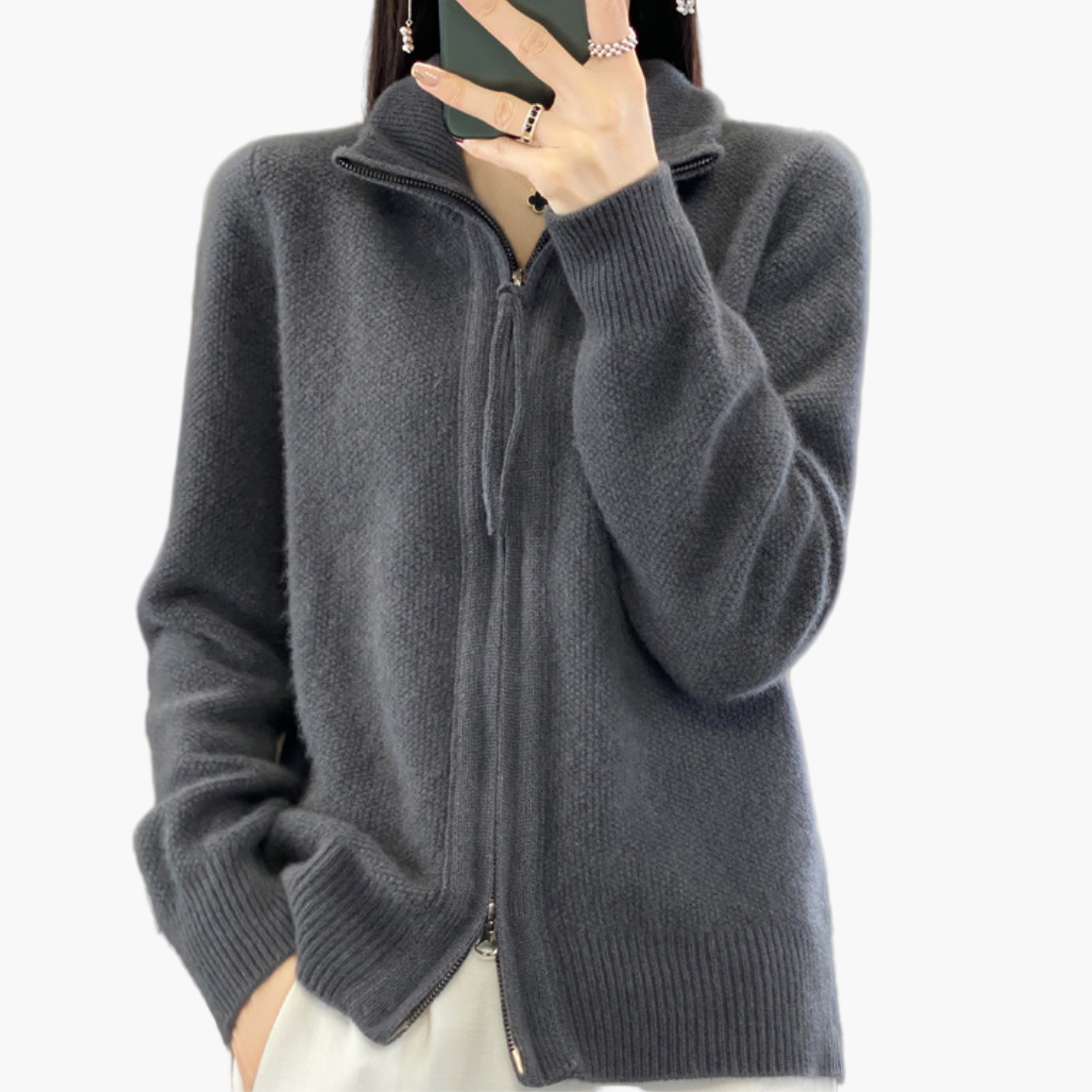 Damen Strickjacke mit Reißverschluss – Eleganter Cardigan für Alltag und Büro