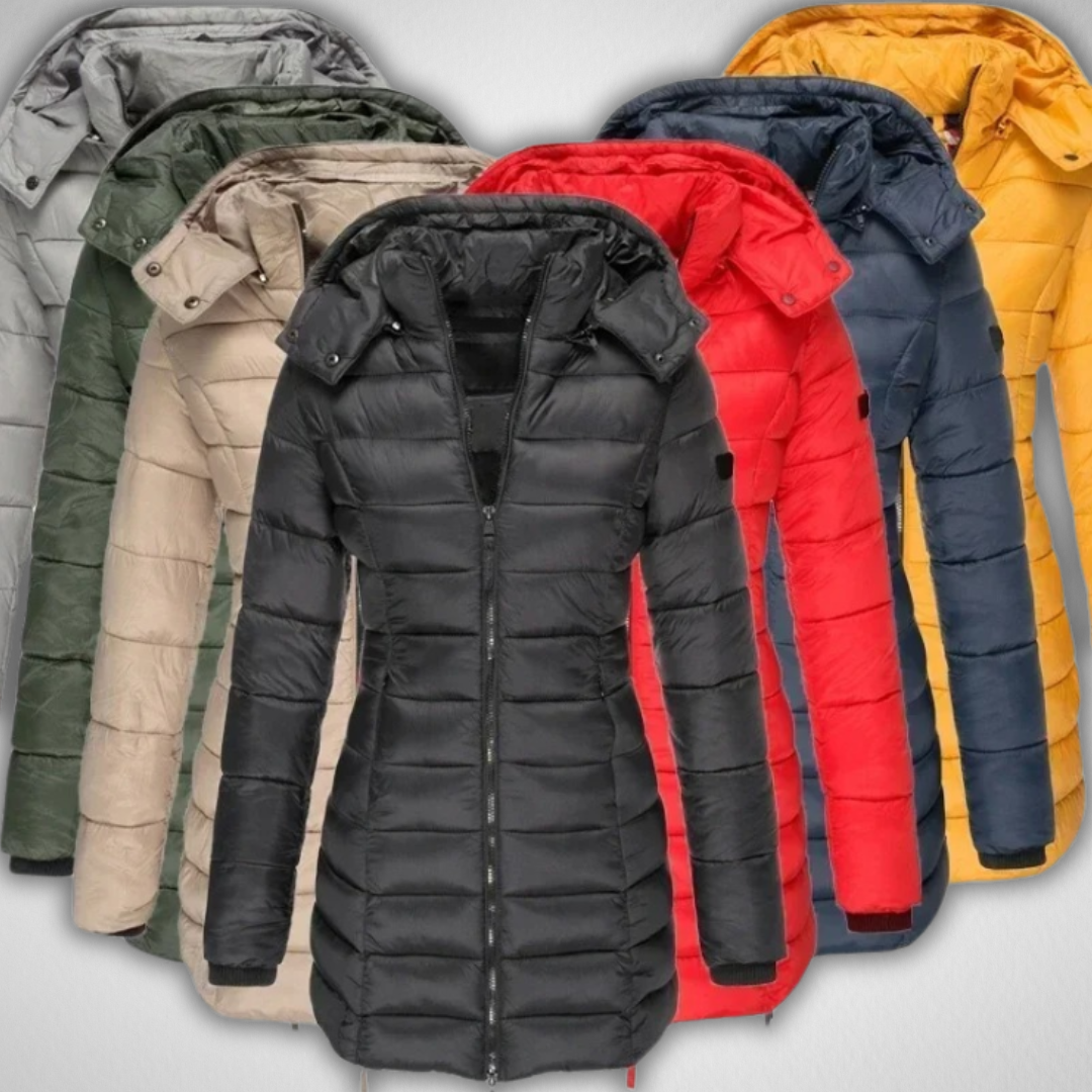 Damen Winter-Steppmantel mit Kapuze – Gefütterter eleganter Outdoor-Mantel für Herbst & Winter