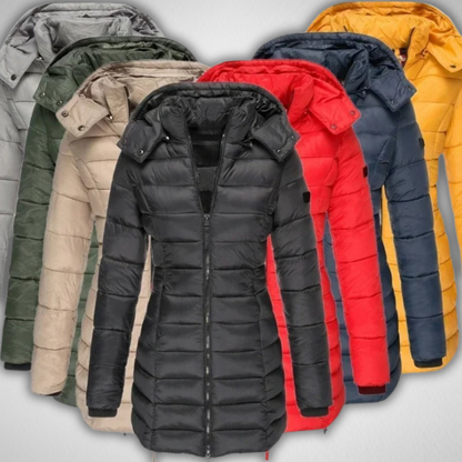 Damen Winter-Steppmantel mit Kapuze – Gefütterter eleganter Outdoor-Mantel für Herbst & Winter