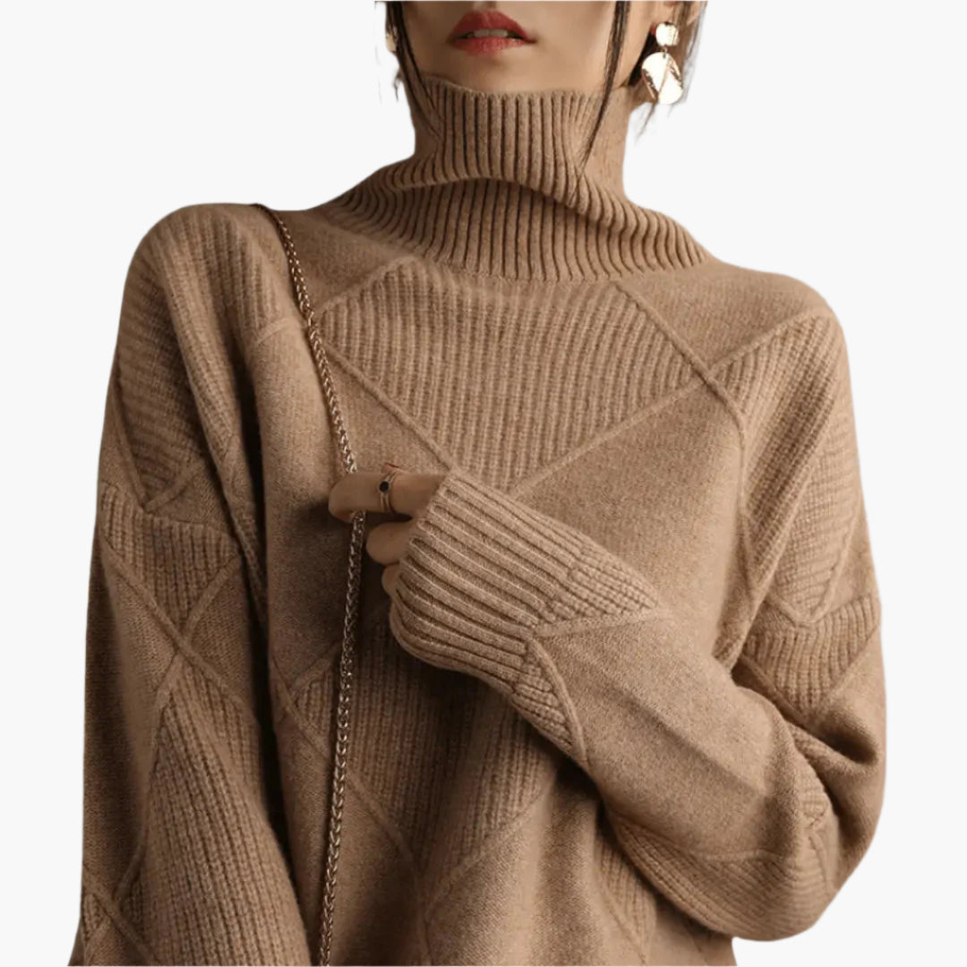 Damen Strickpullover mit Rautenmuster – Modischer Oversize-Pullover für Alltag und Büro