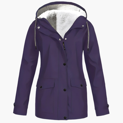 Damen Fleece Gefütterte Regenjacke für Winter Outdoor & Alltag, Winddicht Wasserdicht