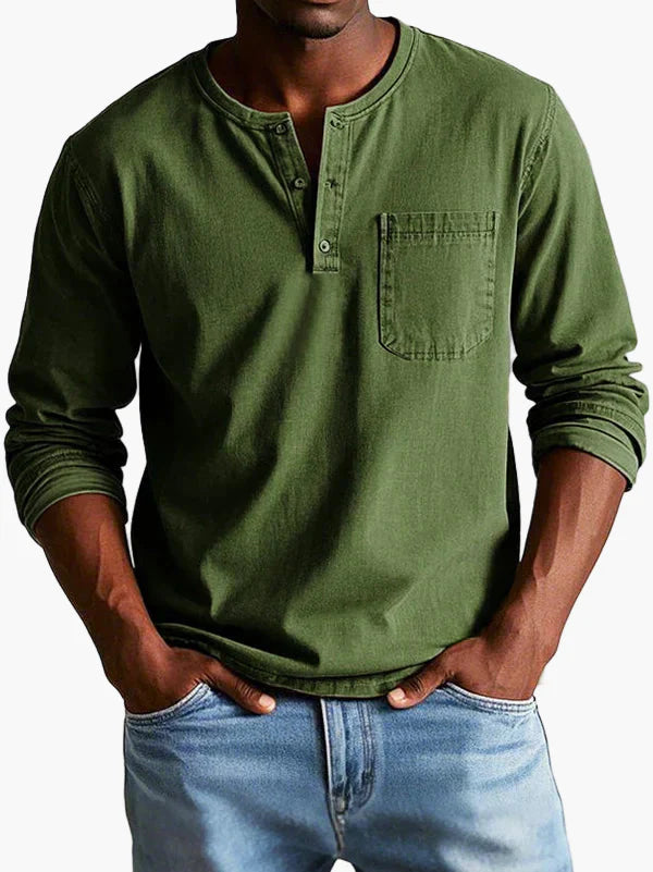 Herren Langarmshirt im Vintage-Stil – Klassisches Freizeithemd für Alltag und Büro