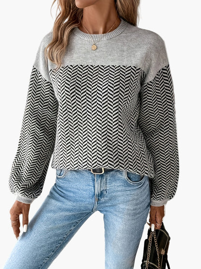 Damen Strickpullover im Casual Stil mit Hahnentritt-Muster – Perfekt für Freizeit & Alltag