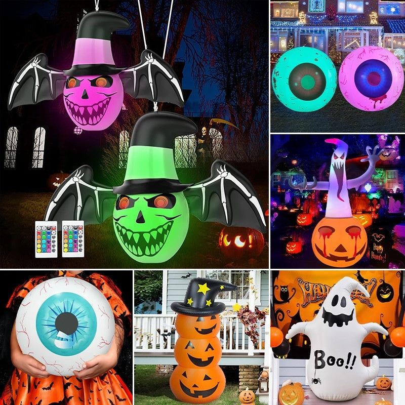 Halloween Deko Set – Aufblasbare und Leuchtende Figuren für Gruselige Atmosphäre & Partyspaß