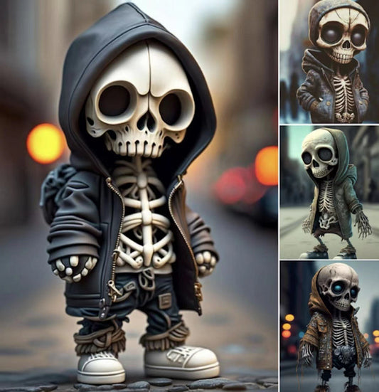 Halloween Skelett-Figur Deko – Coole Schädel-Statue für Party, Zuhause & Schreibtisch – Unisex Sammlerfigur
