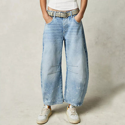 Damen Sommerhose – Weite High Waist Freizeithose mit geradem Bein für Büro oder Alltag