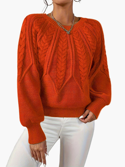 Damen Strickpullover mit Zopfmuster und Rundhalsausschnitt – Eleganter Alltagslook für Frühling & Herbst