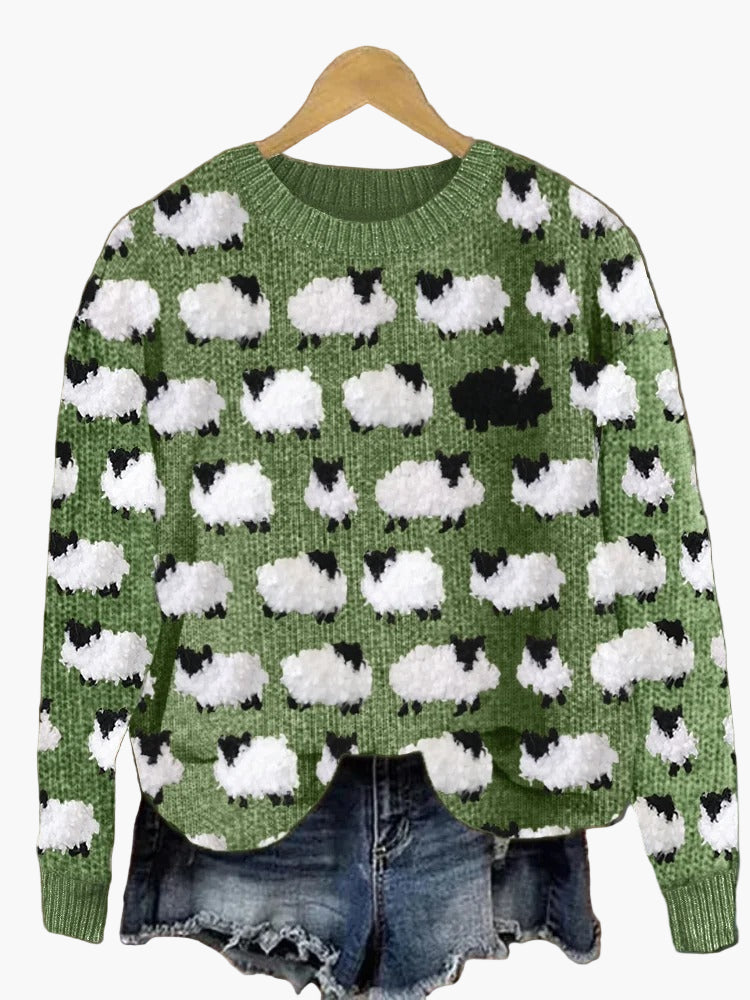Damen Weihnachtspullover mit 3D-Tannenbaum-Muster – Festlicher Strickpullover im Winter-Design