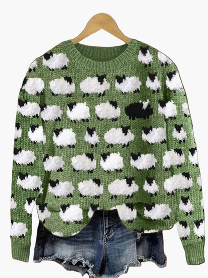 Damen Weihnachtspullover mit 3D-Tannenbaum-Muster – Festlicher Strickpullover im Winter-Design