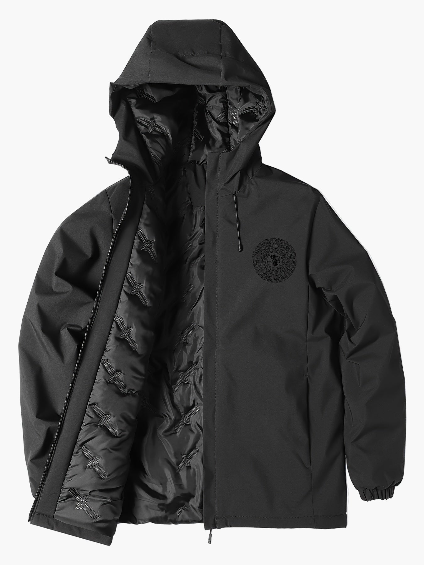 Damen Freizeit Winterjacke mit Kapuze und geometrischem Print – Stilvolle Alltagsjacke für kalte Tage