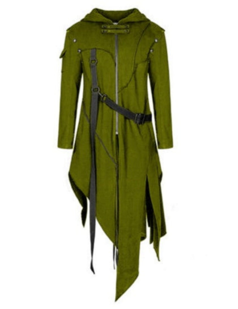 Halloween Herren Gothic Mantel mit Kapuze – Vintage Cosplay Kostüm für Partys & Gruselige Events