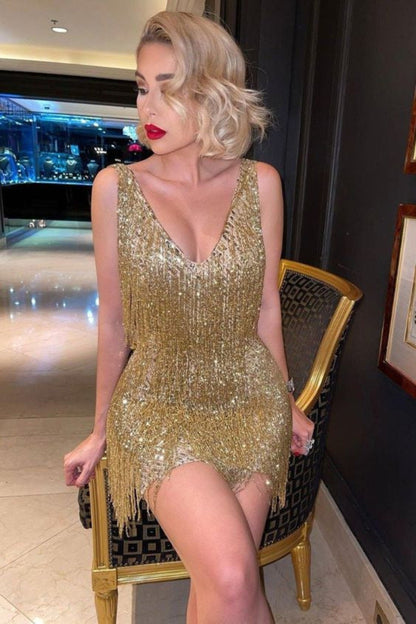 Glamouröses Damen-Fransen-Minikleid im Party-Stil für besondere Anlässe