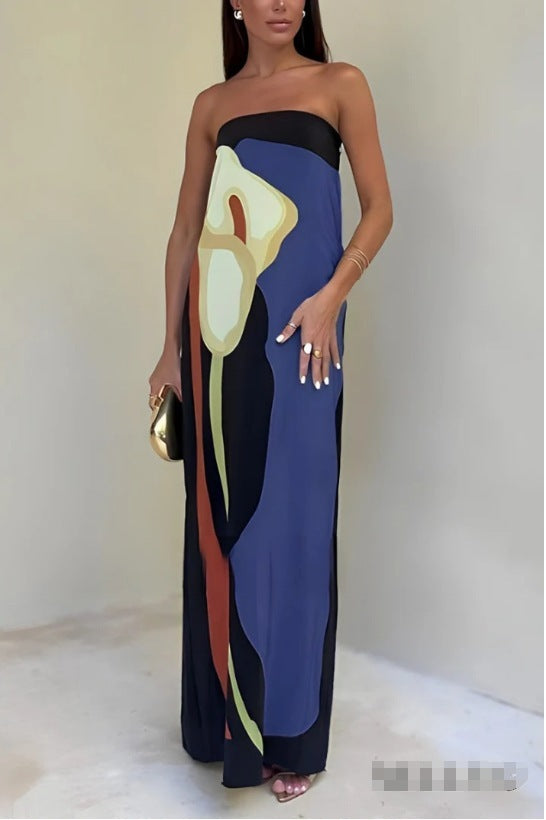 Jane – Modisches Avocado-Print Tube Top Kleid
