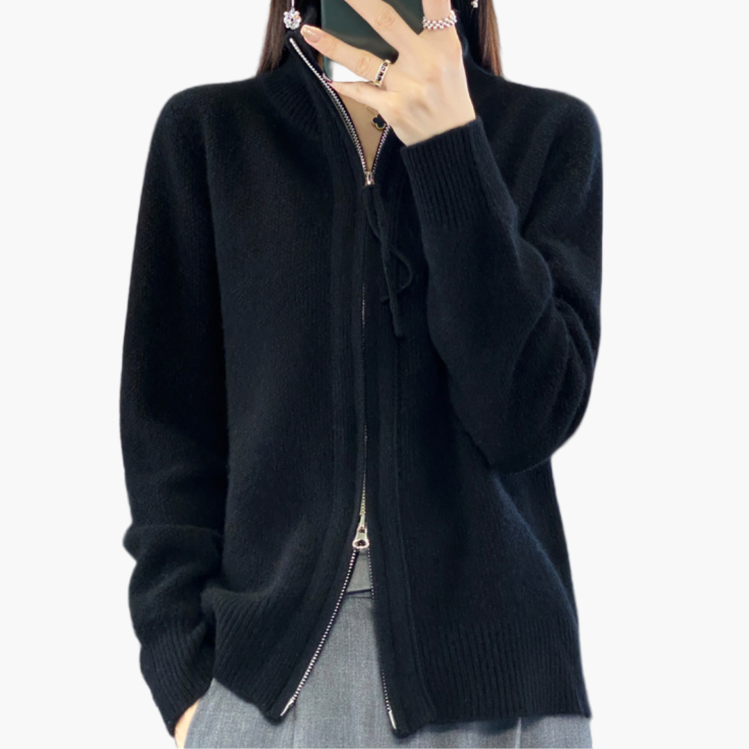 Damen Strickjacke mit Reißverschluss – Eleganter Cardigan für Alltag und Büro
