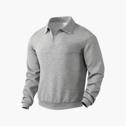 Herren Sweatshirt mit Reißverschluss und geometrischem Muster – Stilvolles Vintage-Design für Alltag und Freizeit