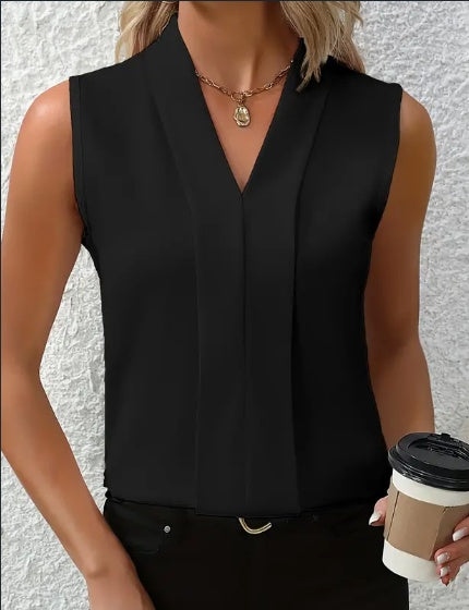 Francesca – Ärmellose V-Ausschnitt Bluse für Damen