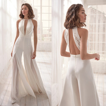 Kathryn – Tiefer V-Ausschnitt Halter Jumpsuit